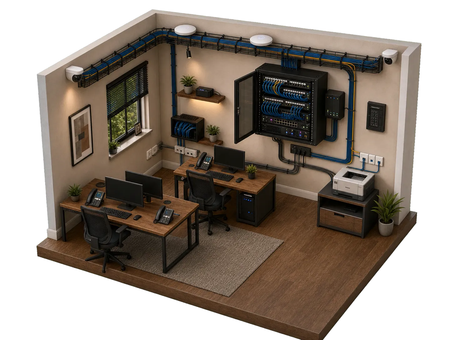 Diorama de montaje de redes y videovigilancia IP